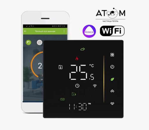 Терморегулятор для теплого пола ATOM Alpha Wi-Fi черный